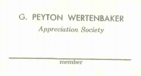 G Peyton Wertenbaker appreciation society card