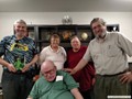 Friends visit July 20, 2015: Fred in front, behind left to right Bernard Doove, Carol Alves, <br/>Roy Pounds, Jim Alves.