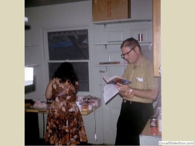 Fred Patten and Lee Gold at the first LASFS Clubhouse on Ventura Blvd. 1973?