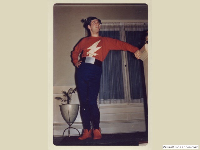 Fred as The Flash in the masquerade of the 1962 World Science Fiction Convention, in Chicago. Photo Copyright 2010 by William Schelly. Reprinted with permission from Founders of Comic Fandom. Copies of the book are available at www.mcfarlandpubs.com.